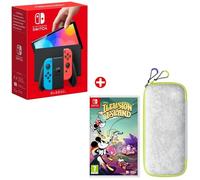 Pack Nintendo : Console Nintendo Switch - Modèle OLED • Néon + Disney Illusion Island + Pochette Splatoon 3