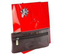 Pack Noel / 2 EN 1 Porte-monnaie/porte-clés 100% cuir TK074 MARRON - TK 1979