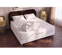 Pack Nottingham 140 x 190 cm + 2 oreillers de mmoire de forme 60x40 cm + 1 couette 250 grammes 240x220 cm - 20cm - Mmoire de forme - Ferme - Sommier Tapissier Blanc - Avec couette et oreillers