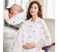Pack Of 1 Breastfeeding Apron,Maternity,Breastfeeding,Adjustable Shoulder Straps,Full Privacy Protection,Breathable Cotton With 2 Washable Nursing Pads.