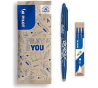 Pack Of 1 Frixion Ball + 1 Set Of 3 Refills - Erasable Pen With Thermosensitive Ink - Refillable Roller Pen Made From Recycled Plastic - Blue - Medium Point