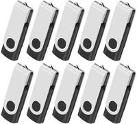 Pack of 10 8GB USB 2.0 Flash Drive Memory Stick Storage Rotating Pendrive Disk for Laptop/PC/Car (Black)