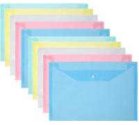 Pack Of 10 A4 Transparent Plastic Document Folders With Buttons,Document Folders For Storing Documents,Corporate Recipes,Organisation.[Q98]