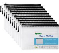 Pack Of 10 A5 Plastic Document Pouches/File Bags Pvc Zip,Organise Papers Or Small Objects Various Supplies,Cosmetics And Travel Accessories Etc.-Semi-Transparent