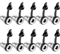 Pack of 10 Hollow DC Power Sockets Connector,5.5 x 2.1 mm DC Power Jack Female Panel Mount Power Plug Connector Adapter Low Voltage with Dust Cap.