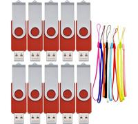 Pack of 10 PenDrives 1 GB Rotating USB Flash Drive 1 GB Red USB 2.0 Flash Drive with Strings