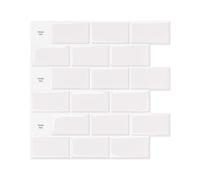 Pack of 10 Pieces,White Subway Self Adhesive Tiles,Adhesive Backsplash Kitchen Bathroom,3d Brick Vinyl Adhesive Paper,30x30cm