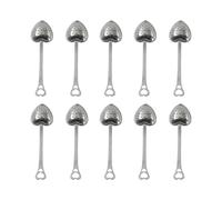 Pack of 10 Stainless Steel Tea Strainer Heart-Shaped Tea Strainer Ball with Handle Tea Infuser Tea Ceremony Accessories