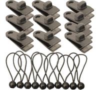 Pack Of 10 Tarpaulin Fixing Clips With 10 Elastic Cord With Ball For Awning,Locking Clips Tarpaulin Clips Plastic Linoleum Tent Cloth For Canopy,Tarpaulin Clips