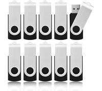 Pack of 10 USB 2.0 Flash Drive 16 GB External Storage Memory Stick for PC, TV, iPad, Car, Player, Xbox One (16 GB, Black)