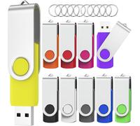 Pack of 10 USB 2.0 Flash Drive Swivel USB Flash Drive Storage Disk Memory Stick Pendrive with 10 Colours