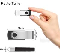 Pack of 10 USB 2.0 Flash Drives 16 GB USB 2.0 Memory Stick Storage Rotating Disk Pendrive for Laptop/PC/Car (Black)