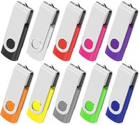 Pack of 10 USB 2.0 Memory Stick 8 GB USB Flash Drive Storage Rotating Pendrive Disk for Laptop/PC/Car (10 Colours)