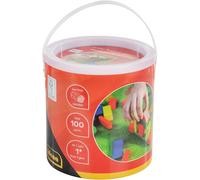 Pack of 100 Wooden Building Blocks in Various Colours and Shapes,from 12 Months