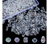 Pack Of 1100 Faceted Glass Beads,4/6/8 Mm Crystal Beads Shiny Glass Beads For Making Jewellery Bracelet Necklace Pendant Accessory Diy Crafts (5 Styles-Transparent Glittery)