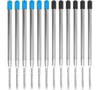 Pack Of 12 Ballpoint Pen Refills, Compatible With G2 Format, Blue And Black Writing, Line Width 0.5 Mm, Ballpoint Pen Cartridge For Office And School, Length 10 Cm
