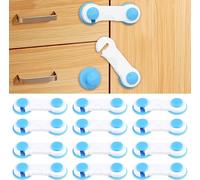 Pack Of 12 Child Door & Cupboard Safety Locks-3m Adhesive Baby Door Blocks-Child Drawer Safety Without Drilling-Cabinet And Appliance Protection-Baby Cupboard Block Multifunction.[K72]