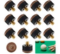 Pack Of 12 Hard Brown Leather Billiard Cue End Caps,Replacement Screw On Billiard Cue Tips 12 Mm,High Quality Billiard Accessories
