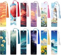 Pack Of 12 Paper Bookmarks Bookmark Nature Landscape Page Clip With Tassels Bookmark Gifts Students Teachers Readers Friends Colleague