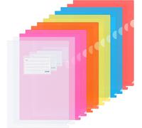 Pack Of 12 Transparent Plastic Folders With 6 Colours A4 Document Wallet With Card Holder Plastic Under Folder For Storing Or Filing Documents,Etc
