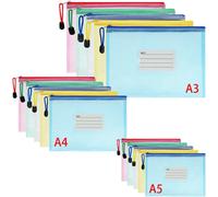 Pack Of 15 A3 A4 A5 Pvc Zip Document Folders For Storage,Documents,Corporate Recipes,Organisation,5 Colours