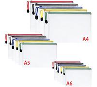 Pack Of 15 A4 A5 A6 Pvc Zip Document Folders For Storage,Documents,Corporate Recipes,Organisation,5 Colours.[Q17]