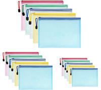 Pack Of 15 A4 A5 A6 Pvc Zip Document Folders For Storage,Documents,Corporate Recipes,Organisation,5 Colours.[Q19]
