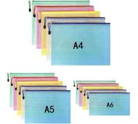 Pack Of 15 Plastic Pouches For A4 A5 A6,Pvc Mesh Zipper Storage Wallet,Document Pouch,Zipped Pouch,Storage Papers Small Objects,Supplies,Travel Accessories Etc