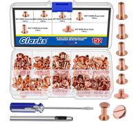 Pack of 150 Rose Gold Chicago Screws,M5 x 5mm,6mm,8mm,10mm,12mm and 4x4mm Flat Head Screws,Chicago Stud Rivets