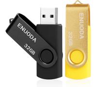 Pack of 2 32GB USB 2.0 Flash Drive Storage Rotating Memory Stick for Storage and Backup (Oro Black)