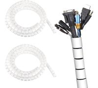 Pack of 2 Cable Sheaths 2 m Spiral Sheath for Cable Management or Hiding Cables 10 mm White