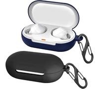 Pack Of 2 Case Compatible With Sony Wf-C500, Liquid Silicone Protective Case, Ultra-Thin Shockproof Earphone Cover With 2 Carabiners ¿ Blue And Black