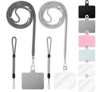 Pack Of 2 Cell Phone Neck Lanyards + 2 Phone Straps + 6 Phone Strap Patches,Nylon Cross Lanyard,Nylon Wrist Straps,Pvc Patch With Ring.[I35]