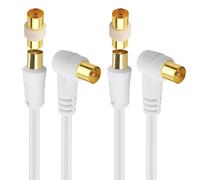 Pack of 2 Coaxial TV Aerial Cable 3 m (TV Aerial Cable) 2 m in White - 3 m