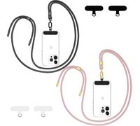 Pack Of 2 Elegant And Durable Universal Mobile Phone Neck Strap Compatible With Most Smartphone Cases Black / Rose Gold