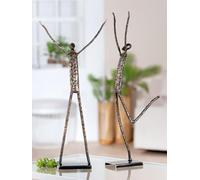 Pack of 2 Figure, Person, Metal, silver colored, PU 2, 2 assorted, L. 6 cm, W. 17 cm, H. 36 cm