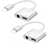 Pack Of 2 Iphone Jack And Charge Adapter,3.5 Mm Headphone Jack Adapter & Charger For Iphone White Adapter + Charger Splitter Compatible With Iphone 13/12/11/Xs/Xr/X 8/Ipad