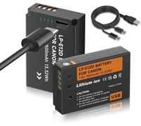 Pack of 2 LP-E12 USB 1800 mAh Batteries with USB Type-C Charging, Compatible with Canon M100D Kiss x7 Rebel SL1 EOS M10 EOS M50 DSLR Replacement Battery