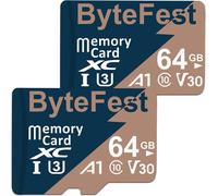 Pack of 2 MicroSD Memory Cards 64 GB, UHS-I U3 C10 V30 A1 microSDXC