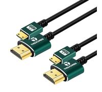 Pack of 2 Mini HDMI to HDMI Cable 0.3 m Ultra Extremely Thin Flexible Mini HDMI Cable Supports 3D/4K@60Hz/18Gbps/1080P for Nikon,Canon,Camcorders,Laptops,Tablet