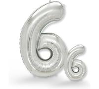Pack Of 2 Silver Number 6 Balloons For 6 Years Birthday Decoration For Girls Or Boys With Helium Inflatables Happy Birthday Decoration Silver Number 6