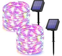[Pack of 2] Solar String Lights,2 x 14 m 120 LED Outdoor Waterproof Solar String Lights,8 Modes Decoration Light for Garden,Yard,Home,Christmas,Wedding,Party (Colourful)