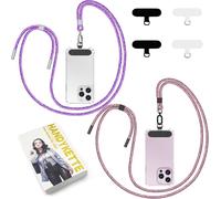 Pack Of 2 Stylish And Durable Universal Mobile Phone Neck Strap Compatible With Most Smartphone Cases Camouflage Red Purple