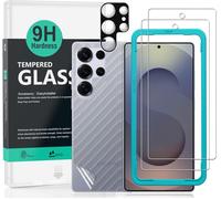 Pack Of 2 Tempered Glass For Samsung Galaxy S25 Ultra 5g 6.8 Inches, 9h Hardness Screen Protector, With 1 Piece Camera Protection, 1 Piece Back Film, Easy To Install