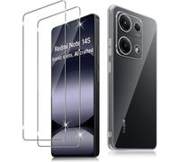 Pack Of 2 Tempered Glass For Xiaomi Note 14s And 1 Case, 0.33 Mm Screen Protector, 9h Hardness, Hd Transparent Glass Protection, Shockproof Anti-Scratch Soft Tpu Bumper Cover