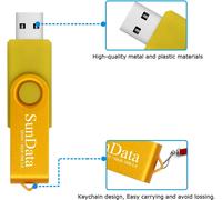 Pack of 2 USB 2.0 Flash Drive Memory Stick Rotating Data Storage with LED Light (2 Colours: Black Gold)