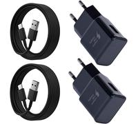 Pack Of 2 Usb C Fast Charge Charger With 1.5 M Cable For Samsung Galaxy S21, S20, S10, S9, S8, Note 10, 9, 8, 7 And A53, A7, A Series, Usb Type C Phone Charger ¿ Black