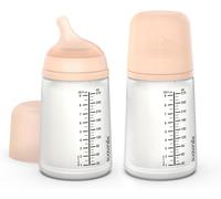 Pack Of 2 Zero Zero Anti-Colic Bottles 270 Ml With Medium Flow Teat (M) In Silicone,Babies + 3 Months,Breast Milk,Powder And Liquids Medium Density,Suitable For Breastfeeding,Fair