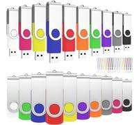 Pack of 20 512MB USB Flash Drive 512MB Rotation Pendrive USB 2.0 Memory Stick Disk with 20 Strings (10 Colours, 512MB x 20PCS)