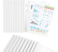 Pack Of 20 Transparent Binding Folders-10 Mm Spine Width-Capacity 90 Sheets-A4 For School Office Home Documents,White,A4